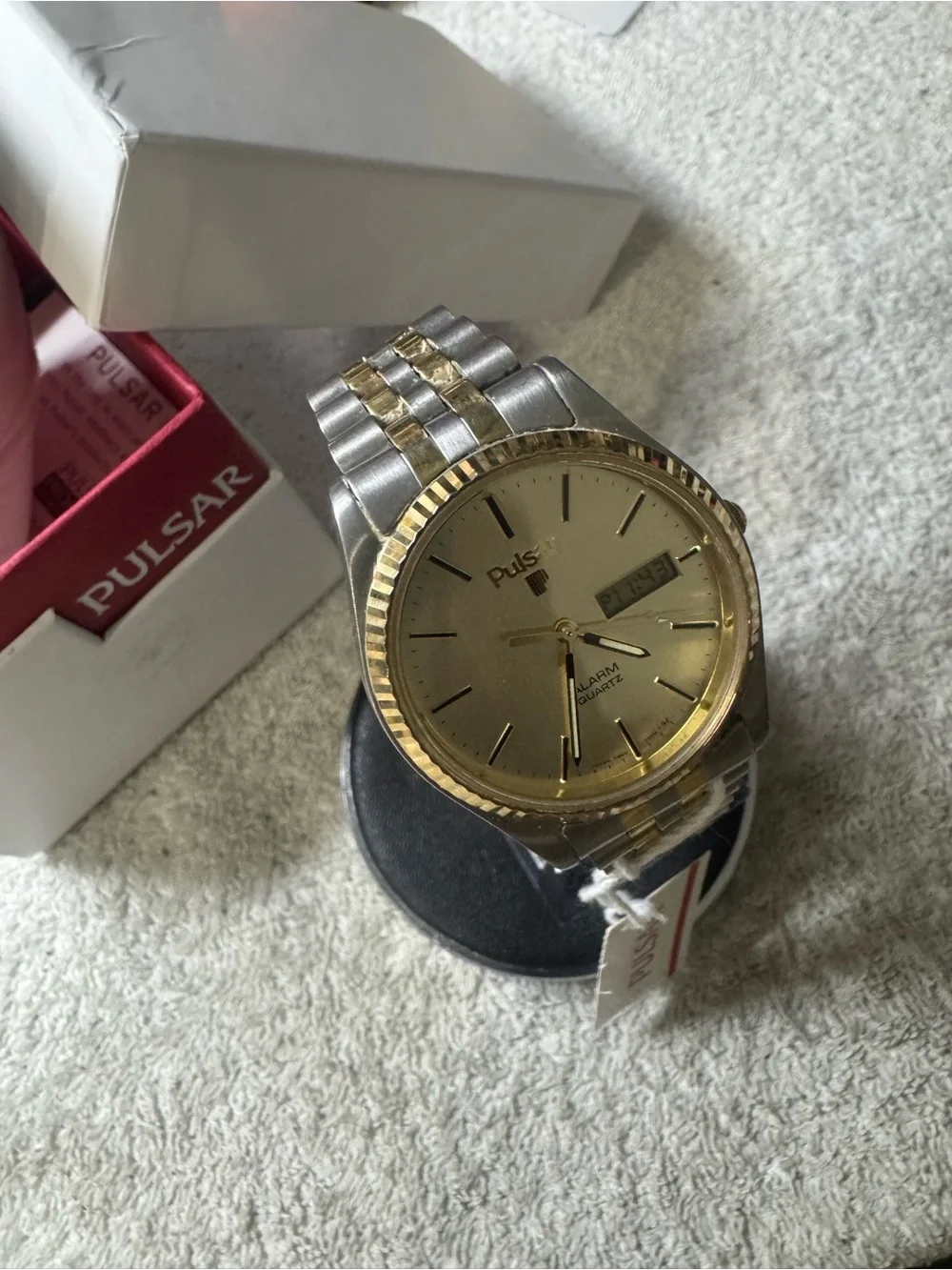 Pulsar Two-Tone Gold and Silver Analog-Digital Alarm Watch